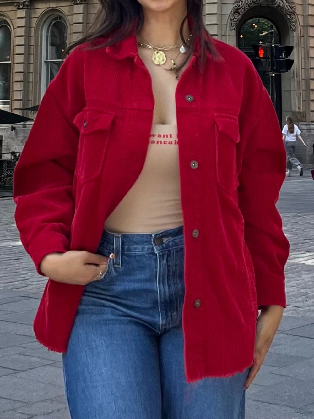 Zara Red Corduroy Jacket